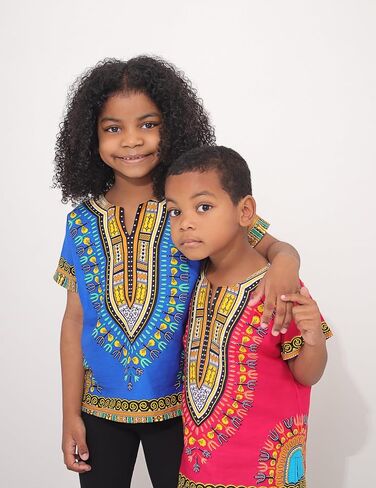 قميص DA'IKI Dashiki القطني للأطفال قفطان قبلي أفريقي للأطفال للجنسين من الأولاد والبنات in Kuwait