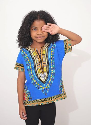 قميص DA'IKI Dashiki القطني للأطفال قفطان قبلي أفريقي للأطفال للجنسين من الأولاد والبنات in Kuwait