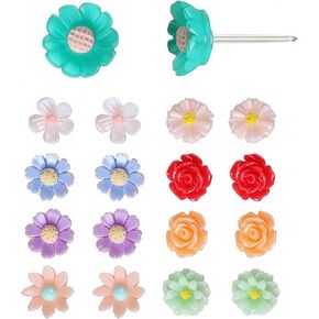 Plastic Earrings, Plastic Flower Earring Studs Clear Posts Stud Hypoallergenic Earrings for Sensitive Ears, Colorful Floral Ear Jewelry for Daily Wear in Kuwait