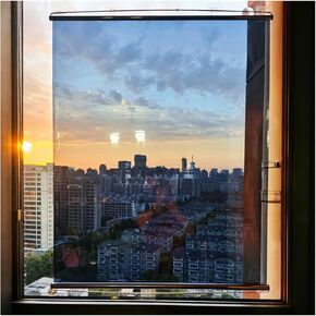 One Way Privacy Window Roller Shade, One-Way See Through Pull Down Mirrored Blackout, No-Drilling Thermal Insulating Daytime Roller Blind for Home Office(31.5x59.1in) in Saudi Arabia