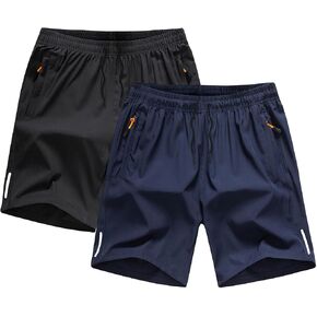 2 Pack Basketball Shorts Boys Soccer Running Baseball Quick Dry Shorts Drawstring Summer Outfits with Zipper Pockets in Saudi Arabia