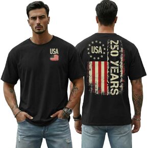 250 Years Anniversary USA Flag T Shirt for Men Patriotic America Independence Day Patriot Tops in Saudi Arabia