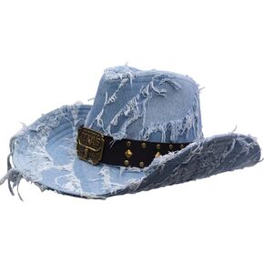 Western Cowboy Hat for Man Women Classic Cowgirl with Buckle Belt Shapeable Wide Brim Outback Hat in Saudi Arabia
