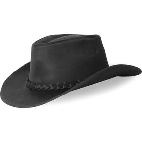 Leather Cowboy Hat for Men & Women - Adjustable Brim Western Handcrafted Outback Hat for Ranch & Travel in Saudi Arabia