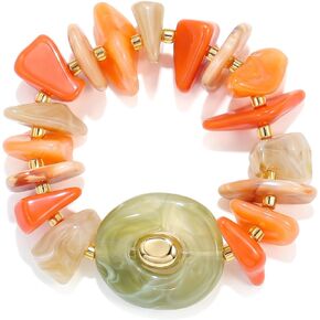 Colorful Chunky Beaded Stretch Bracelet for Women, Acrylic & Irregular Stone Chip Statement Jewelry, Cute Trendy Gift in Kuwait