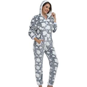 Women's Hooded Flannel Pajamas Jumpsuit Halloween Christmas Romper Cosplay Costume 1-Piece Fuzzy Sleepwear Homewear in Saudi Arabia