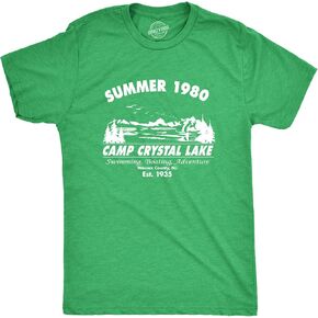 Crazy Dog Men's T Shirt Camp Crystal Lake 1980 Spooky Halloween Graphic Novelty Tees in Saudi Arabia