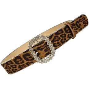 Waist Belt Leopards Print Chain for Cowgirl Stylish Rhinestones Buckle Retro Hot Buckle Waist Chain Belt/23813(Light Leopard Print) in Kuwait