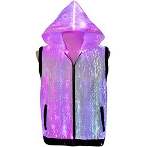 GLITCHCORE LED Fiber Optic Vest, Light Up Luminous Rave Outfit for Men Women, 7-Color Changing Glow Clothing for Club, Party & Halloween in Saudi Arabia