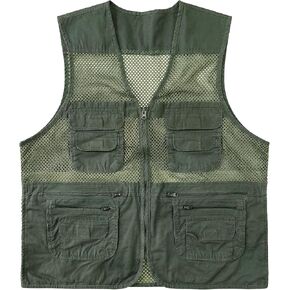 Men's Fishing Vest Utility Multi-Pockets Lightweight Outdoor Hiking Travel Safari Photography Unisex Mesh Cargo Vest in Saudi Arabia
