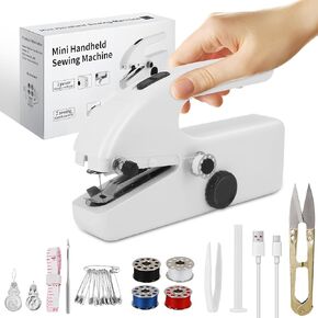 Handheld Sewing Machine Cordless – Portable Mini Handheld Sewer, Pocket Sewing Machine for Quick Repairs, Handy Stitch, Travel Stitch Sew Quick, Home & DIY Fabric (White-black) in Saudi Arabia