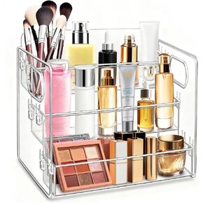 3-Tier Bathroom Counter Organizer – Storage Shelf for Makeup, Perfume & Skincare, Makeup Perfume Tray Skincare Organizer Fits Bathroom, Dresser, Kitchen (Clear) in Saudi Arabia