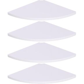 4 Pcs White Corner Floating Shelves for Wall with Cord Hole 10 Inch Rounded Corner Curved Hanging Shelves for Cable Box, Speaker, TV Cords, Books, Plants in Saudi Arabia