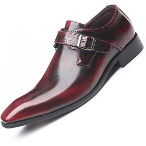 Men's Wedding Office Leather Oxford Buckle Dress Shoes, Business Pointed Toe Tuxedo Lace Up Comfortable Classic Fashion Formal Party Footwear Shoes in Saudi Arabia