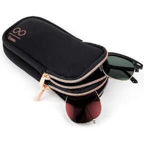 Double Glasses Case with 2 Compartments, Neoprene Sunglasses Cases for Women Men, Travel Double Glasses Case-Outdoor&Fitness in Saudi Arabia