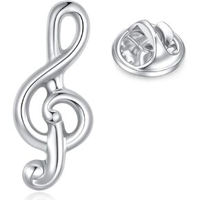 HONEY BEAR Mens Womens Lapel Pins Collar Badge Brooches Music Musical Note Treble Clef for Business Wedding Graduation Gift with Box, Silver 0.98inch in Kuwait