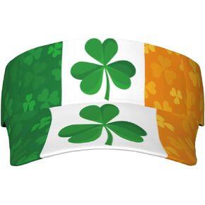 Irish Flag with Shamrock Pattern Sport Sun Visor Hats Adjustable Empty Top Baseball Cap for Women and Men Black in Saudi Arabia