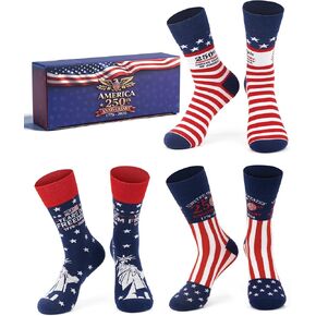 3 Pairs American Flag Socks for Women Men- USA 250th Anniversary Merchandise with Gift Box | Premium Breathable Cotton Blend Red White Blue Socks, 4th of July Independence Day Holiday Gift Socks in Saudi Arabia