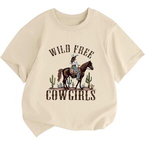 Cowgirls Shirts for Girls Western Country Rodeo T Shirts Horse Graphic Tees Kids Cowboy Vintage Short Sleeve Tops in Saudi Arabia