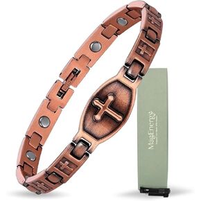 MagEnergy Copper Magnetic Bracelet for Women, Cross Copper Braceletwith 3500 Gauss Magnets, Christian, Adjustable (Sizing Tool) in Saudi Arabia