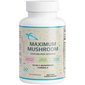 GALACTIC SUPPS Maximum Mushroom - 10x Mushroom Blend (60 Capsules) Lion’s Mane, Reishi, Cordyceps, Chaga, Maitake, Shiitake, Turkey Tail, White Button, Black Fungus, & Royal Sun. in Saudi Arabia