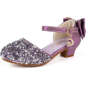 ChuLian Girls Sandals Little Kids Glitter Bow Dress Shoes Crystal Low Heel Sequins Princess Sandals Toddler Flower Wedding Party Shoes in Saudi Arabia