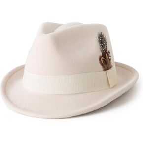 Lisianthus Short Brim Fedora Hats for Men & Women Trilby Hat with Feathers Band in Saudi Arabia