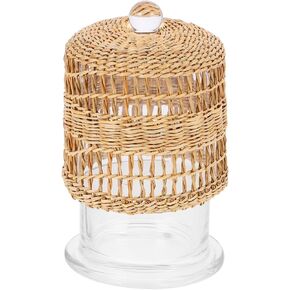 Zerodeko Glass Candle Dome Holder Rattan Wrap Decorative Candle Cover for Home Decor Multi-use Cloche in Saudi Arabia
