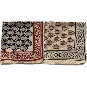 100% Cotton Bandanas, Bohemian Style Cotton Neck Scarf, Boho Soft Cotton Bandana, Block Print Face Mask, Multi Use Boho Block Print Head Wrap set of 2 pcs in Saudi Arabia