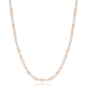 JaruJaru Multicolor Baroque Pearl Necklace, 8-9mm Freshwater Pearls in Multicolors, White/Coral/Lavender/Pink, 40cm with 5cm Extender, 14K Gold Plated Heart Clasp in Kuwait