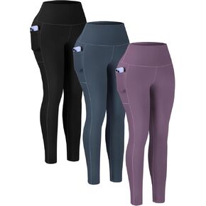 3 Pack Leggings with Pockets for Women High Waisted Tummy Control Workout Leggings Yoga Pants in Saudi Arabia