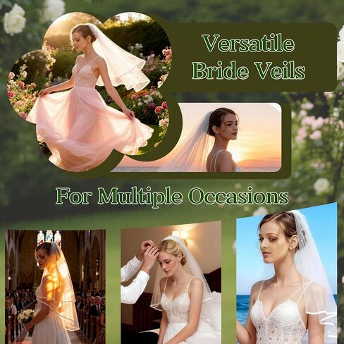 Bridal Veil 2Tier Short Tulle Wedding Veil With Satin Edge and Comb Wedding Veils For Brides Wedding Bridal Shower Engagement Ceremony Prewedding Photoshoot Cosplay Party in Saudi Arabia