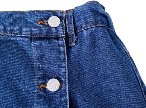 Nivne Tco Tween Girls Asymmetrical Denim Skorts with Elastic Waistband, 3-Button Front & Back Pockets, Stretch Jean Shorts in Kuwait