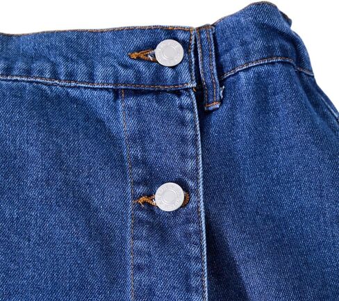 Nivne Tco Tween Girls Asymmetrical Denim Skorts with Elastic Waistband, 3-Button Front & Back Pockets, Stretch Jean Shorts in Kuwait