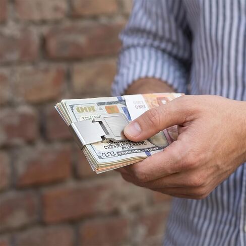 قطعتان من مشابك النقود الفضية، إكسسوارات محفظة بمشبك نقود من الفولاذ المقاوم للصدأ للرجال والنساء هدية حامل نقود مربعة صغيرة in Kuwait