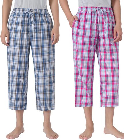 Latuza Women's Woven Cotton Capri Pajama Pants Poplin Pj Bottoms in Kuwait