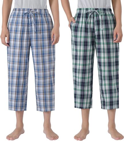 Latuza Women's Woven Cotton Capri Pajama Pants Poplin Pj Bottoms in Kuwait