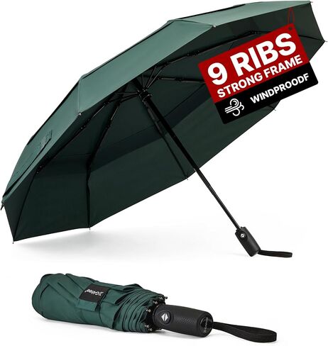 G4Free 42 Inch Travel Umbrella, Compact Vented Windproof Umbrella for Rain, Double Canopy, Lightweight & Strong, Automatic & Foldable, For Men & Women, Fits Car, Backpack & Commuting in Kuwait