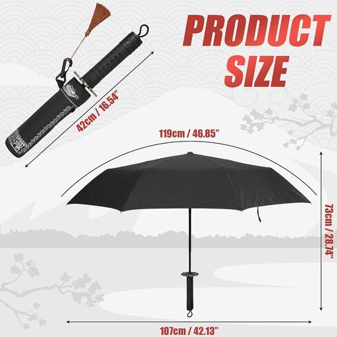 Samurai Sword Katana Umbrella with Japanese Style Handle, Full-Automatic Rust-Proof and Wind Resistance, Rain & Sun Strong Protection, Portable Cosplay Umbrella for Men Women Adults, Decoration Gift in Kuwait