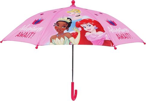 Concept One Disney Princess Umbrella for Kids | Pink | Girls Umbrella with Curved Handle and Safety Tips | Cute Pink Umbrellas for Rain in Saudi Arabia