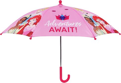 Concept One Disney Princess Umbrella for Kids | Pink | Girls Umbrella with Curved Handle and Safety Tips | Cute Pink Umbrellas for Rain in Saudi Arabia