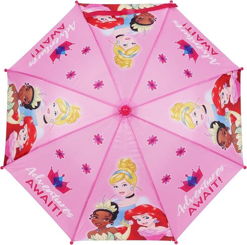 Concept One Disney Princess Umbrella for Kids | Pink | Girls Umbrella with Curved Handle and Safety Tips | Cute Pink Umbrellas for Rain in Saudi Arabia