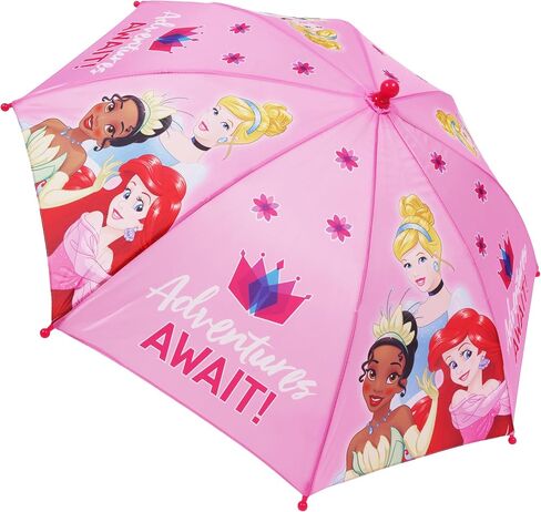 Concept One Disney Princess Umbrella for Kids | Pink | Girls Umbrella with Curved Handle and Safety Tips | Cute Pink Umbrellas for Rain in Saudi Arabia