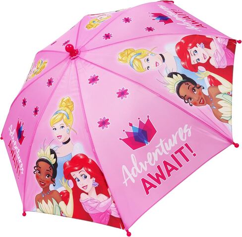 Concept One Disney Princess Umbrella for Kids | Pink | Girls Umbrella with Curved Handle and Safety Tips | Cute Pink Umbrellas for Rain in Saudi Arabia