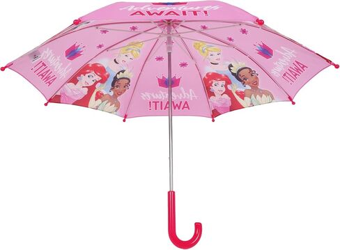 Concept One Disney Princess Umbrella for Kids | Pink | Girls Umbrella with Curved Handle and Safety Tips | Cute Pink Umbrellas for Rain in Saudi Arabia