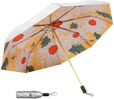UPF50+ double-layer umbrella cloth uv umbrellas for sun protection, Dense Titanium silver refractive layer+black glue filter layer, fashionable oil painting printing, bold umbrella frame windproof in Saudi Arabia