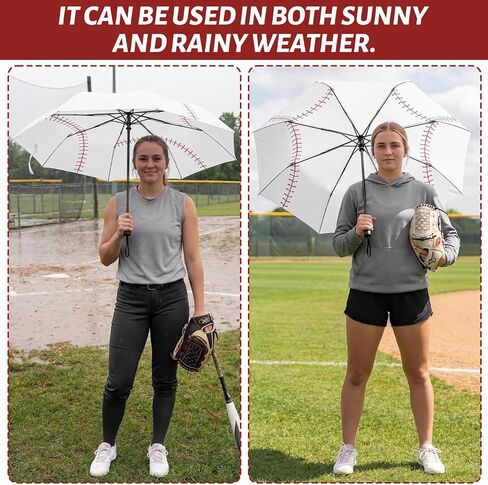 Abbylike 12 Pcs Auto Open Baseball Umbrella Baseballs Printed Windproof Travel Folding Umbrella Portable Compact Baseball Umbrellas Gifts for Players Lovers Fans Women Men Rain Sun Travel Supplies in Kuwait