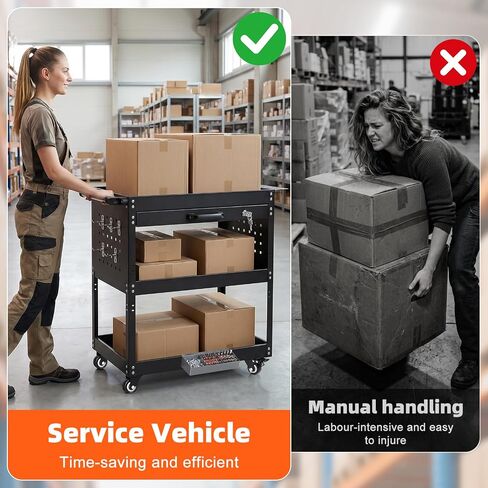 Rolling Tool Cart for Mechanics, 3-Tier Detailing Cart with Wheels, Side Hooks & Handle, Metal Heavy Duty Utility Cart for Warehouse, Garage, Repair Shop & Workshop, 330 lbs Capacity in Saudi Arabia