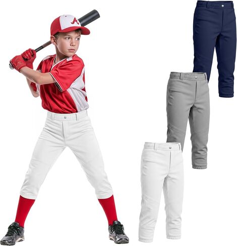 Halfchet 3 Pack Boys Baseball Pants Youth Knickers Kids Softball Tee Ball Pants with Back Pocket Belt Loop for 4-14 Y in Saudi Arabia