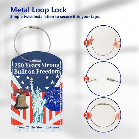 USA 250th Anniversary Luggage Tags (2 Pack) - Patriotic Liberty Bell & Statue of Liberty Suitcase Tags for Travel, 4th of July Decorations Travel Accessories in Kuwait